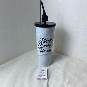 Walt Disney World Metal Tumbler W/Silicone Castle Straw New W/Tags